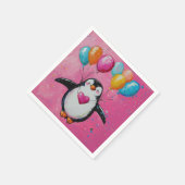 niedlicher Cartoon Pinguin mit Ballons Serviette (Ecke)