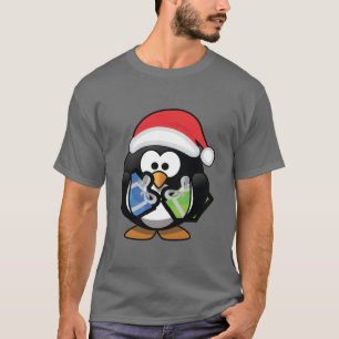 Niedlicher Cartoon Pinguin mit Geschenken T-Shirt