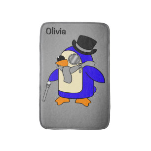 Niedlicher Cartoon Pinguin-neutral grau Badematte