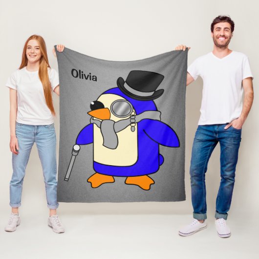 Niedlicher Cartoon Pinguin-neutral grau Fleecedecke (Beispiel)