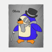 Niedlicher Cartoon Pinguin-neutral grau Fleecedecke (Vorderseite)