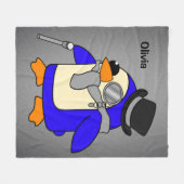 Niedlicher Cartoon Pinguin-neutral grau Fleecedecke (Vorderseite (Horizontal))