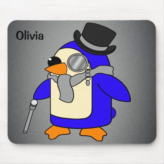 Niedlicher Cartoon Pinguin-neutral grau Mousepad (Vorne)