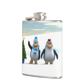Niedlicher Cartoon Pinguin Pair mit Baum Flachmann (Links)