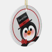 Niedlicher Cartoon Pinguin Personalisiert Name Fot Keramik Ornament (Rechts)