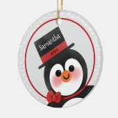 Niedlicher Cartoon Pinguin Personalisiert Name Fot Keramik Ornament (Links)