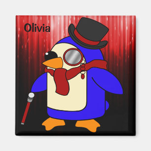 Niedlicher Cartoon Pinguin rot und schwarz Magnet