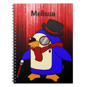 Niedlicher Cartoon Pinguin rot und schwarz Notizblock