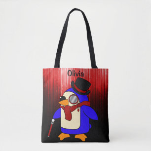 Niedlicher Cartoon Pinguin rot und schwarz Tasche