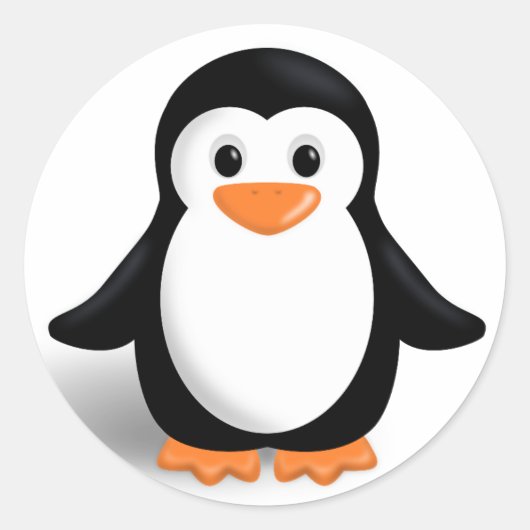 Niedlicher Cartoon Pinguin-Rundglänzer Runder Aufkleber (Vorderseite)