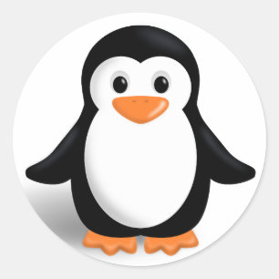 Niedlicher Cartoon Pinguin-Rundglänzer Runder Aufkleber