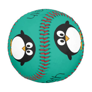 niedlicher Cartoon Pinguin smaragdfarben und schwa Baseball