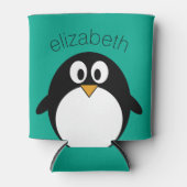 niedlicher Cartoon Pinguin smaragdfarben und schwa Dosenkühler (Vorderseite)