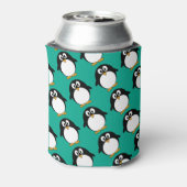 niedlicher Cartoon Pinguin smaragdfarben und schwa Dosenkühler (Kanne Rückseite)