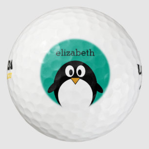 niedlicher Cartoon Pinguin smaragdfarben und schwa Golfball