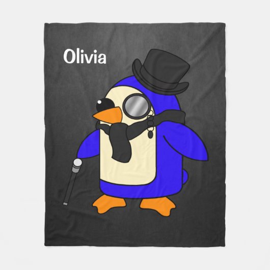 Niedlicher Cartoon Pinguin Stilschwarz Fleecedecke (Vorderseite)