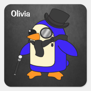 Niedlicher Cartoon Pinguin Stilschwarz Quadratischer Aufkleber