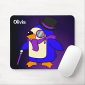 Niedlicher Cartoon Pinguin tief lila und violett Mousepad (Mit Mouse)