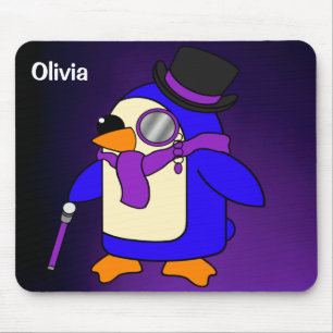 Niedlicher Cartoon Pinguin tief lila und violett Mousepad