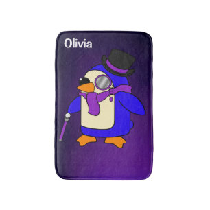 Niedlicher Cartoon Pinguin tief lila Violette Badematte