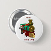 Niedlicher Cartoon Pinguin und Weihnachtszug Button (Vorne & Hinten)