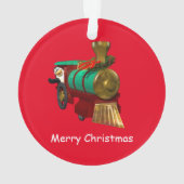 Niedlicher Cartoon Pinguin und Weihnachtszug Ornament (Rückseite)