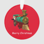 Niedlicher Cartoon Pinguin und Weihnachtszug Ornament (Vorderseite)