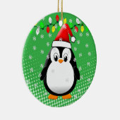 Niedlicher Cartoon Pinguin Weihnachtsmannmütze Wei Keramik Ornament (Rechts)