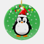 Niedlicher Cartoon Pinguin Weihnachtsmannmütze Wei Keramik Ornament (Hinten)