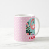 Niedlicher Cartoon Pink Flamingo und Polka Dots Kaffeetasse (VorderseiteRechts)