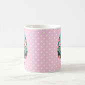Niedlicher Cartoon Pink Flamingo und Polka Dots Kaffeetasse (Mittel)