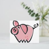 Niedlicher Cartoon Pink Pig Postkarte (Stehend Vorderseite)