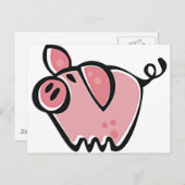 Niedlicher Cartoon Pink Pig Postkarte (Vorne/Hinten)