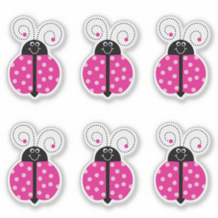 Niedlicher Cartoon Pink Polka Dot Ladybug Aufkleber