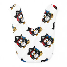 Niedlicher Cartoon Pirate Pinguin mit Papagei