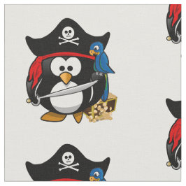 Niedlicher Cartoon Pirate Pinguin mit Papagei Stoff