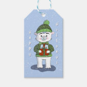 Niedlicher Cartoon Polar Bear Blue Holiday Gift Ta Geschenkanhänger (Vorderseite)