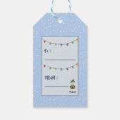 Niedlicher Cartoon Polar Bear Blue Holiday Gift Ta Geschenkanhänger (Rückseite)