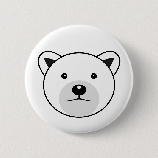 Niedlicher Cartoon Polar Bear Button (Vorderseite)