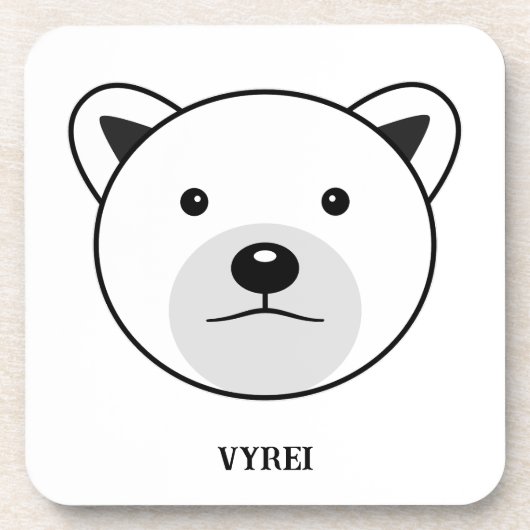 Niedlicher Cartoon Polar Bear Getränkeuntersetzer (Vorderseite)