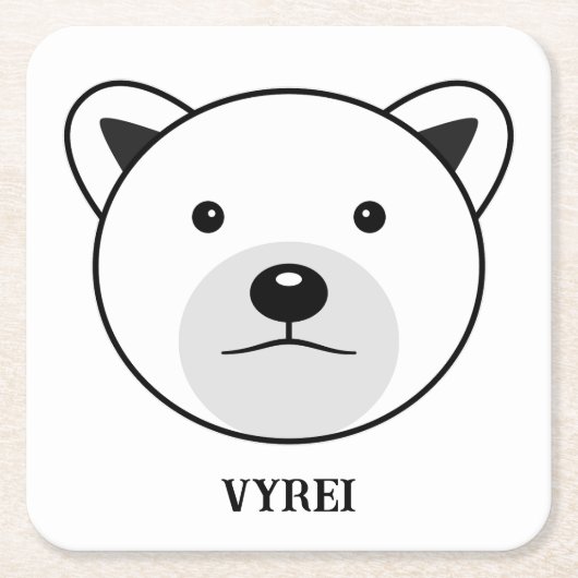 Niedlicher Cartoon Polar Bear Rechteckiger Pappuntersetzer (Vorderseite)