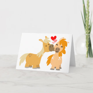 Niedlicher Cartoon Ponies in Liebe Grußkarte Karte
