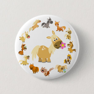 Niedlicher Cartoon Ponies Mandala Button Abzeichen