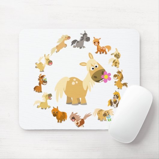 Niedlicher Cartoon Ponies Mandala Mousepad (Mit Mouse)