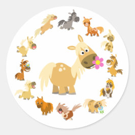 Niedlicher Cartoon Ponies Mandala Sticker