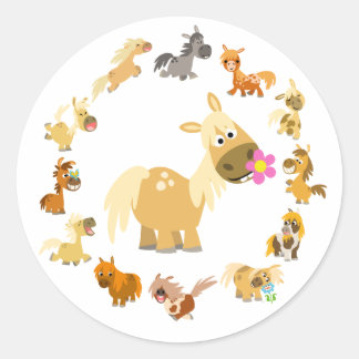 Niedlicher Cartoon Ponies Mandala Sticker