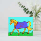 Niedlicher Cartoon Pony mit Rug Postkarte (Stehend Vorderseite)
