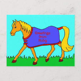 Niedlicher Cartoon Pony mit Rug Postkarte