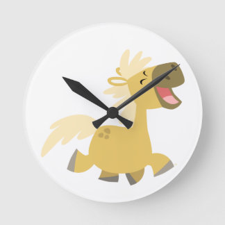 Niedlicher Cartoon Pony Wall Clock Runde Wanduhr