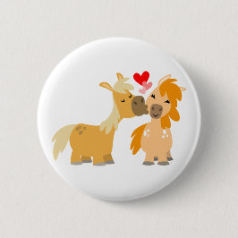 Niedlicher Cartoon Ponys in der Liebe Button